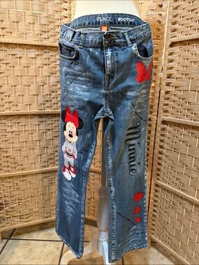 Place Girls' Minnie Mouse Bootcut Jeans - Blue with Red Accents